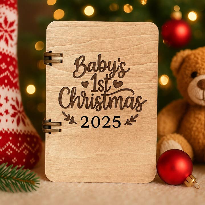 Greeting Cards Tarjeta de Navidad de madera para bebé con la primera tarjeta de Navidad para venta al por mayor de Wooden Nose Gift Shop