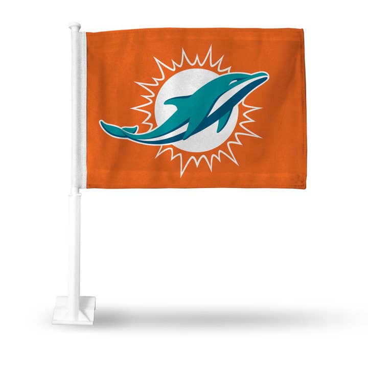 Miami Dolphins Car Flag, Orange for wholesale by Rico Industries