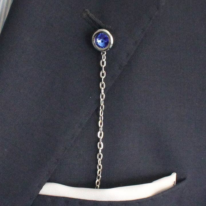 5 Models in 1 Jacket Lapel Chain with Changeable Stones for wholesale by COOLMENCLUB