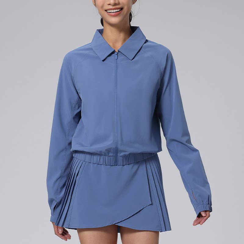 WONDERXFANS - Wholesale Trainingsjack - Dames - UV-beschermende polokraag lange mouwen tennisjack.0