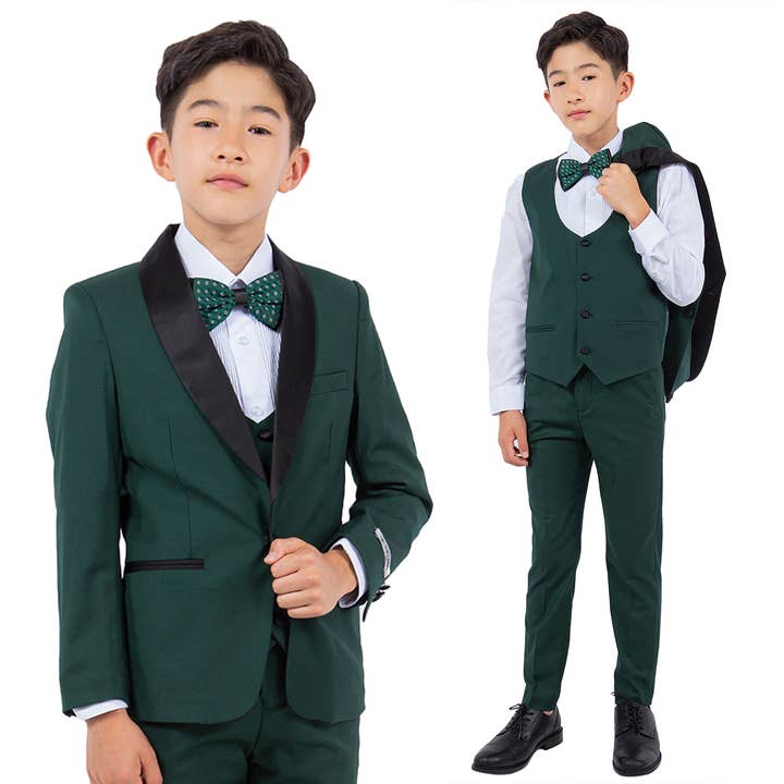 Green Stacy Adams Boys Tuxedo, Slim-Fit 5pc w/ Tuxedo Shirt for wholesale by Suits America