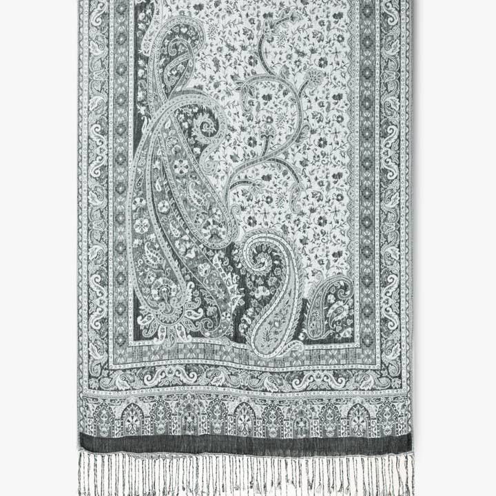 Original USA - Wholesale Scarf - Women's - Corner Paisley Solid Border Pashmina0