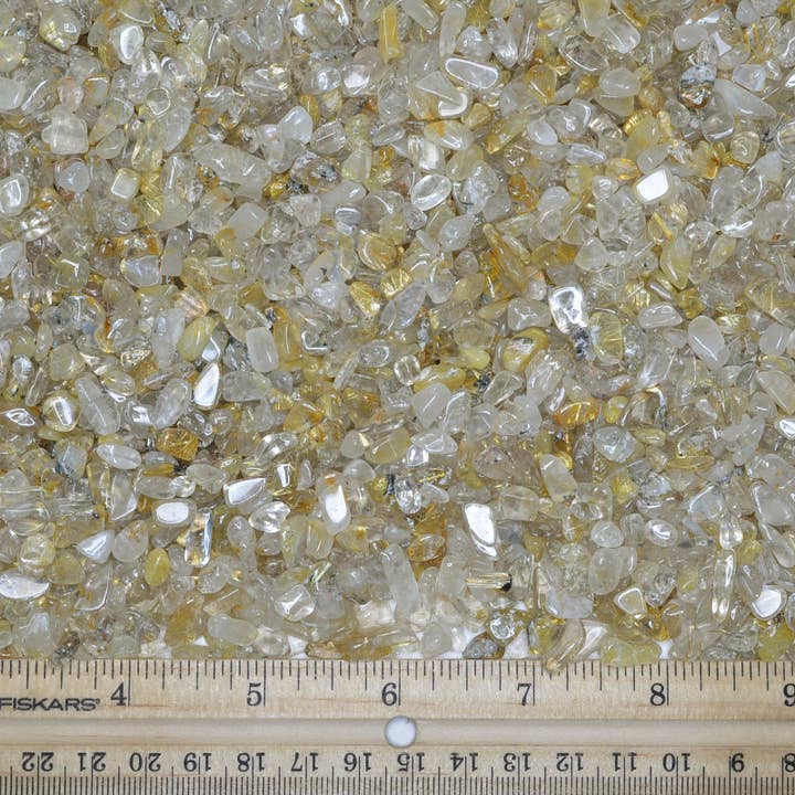 Fantasia Mining - Wholesale Spiritual Stone/Crystal - Tumbled Rutile Quartz Chips -.2" to .3" - China (1 lb)