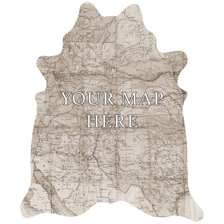 Custom Map - Faux Printed - Hide Floor Mat - Sepia Tones for wholesale by SPLASHWORKS