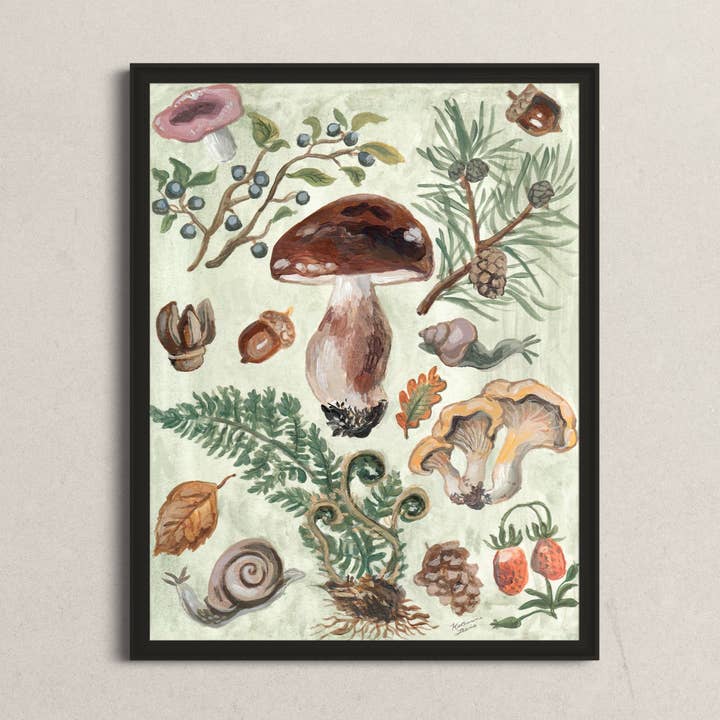 Ilustração emoldurada de floresta de cogumelos por atacado de Ingrid Press