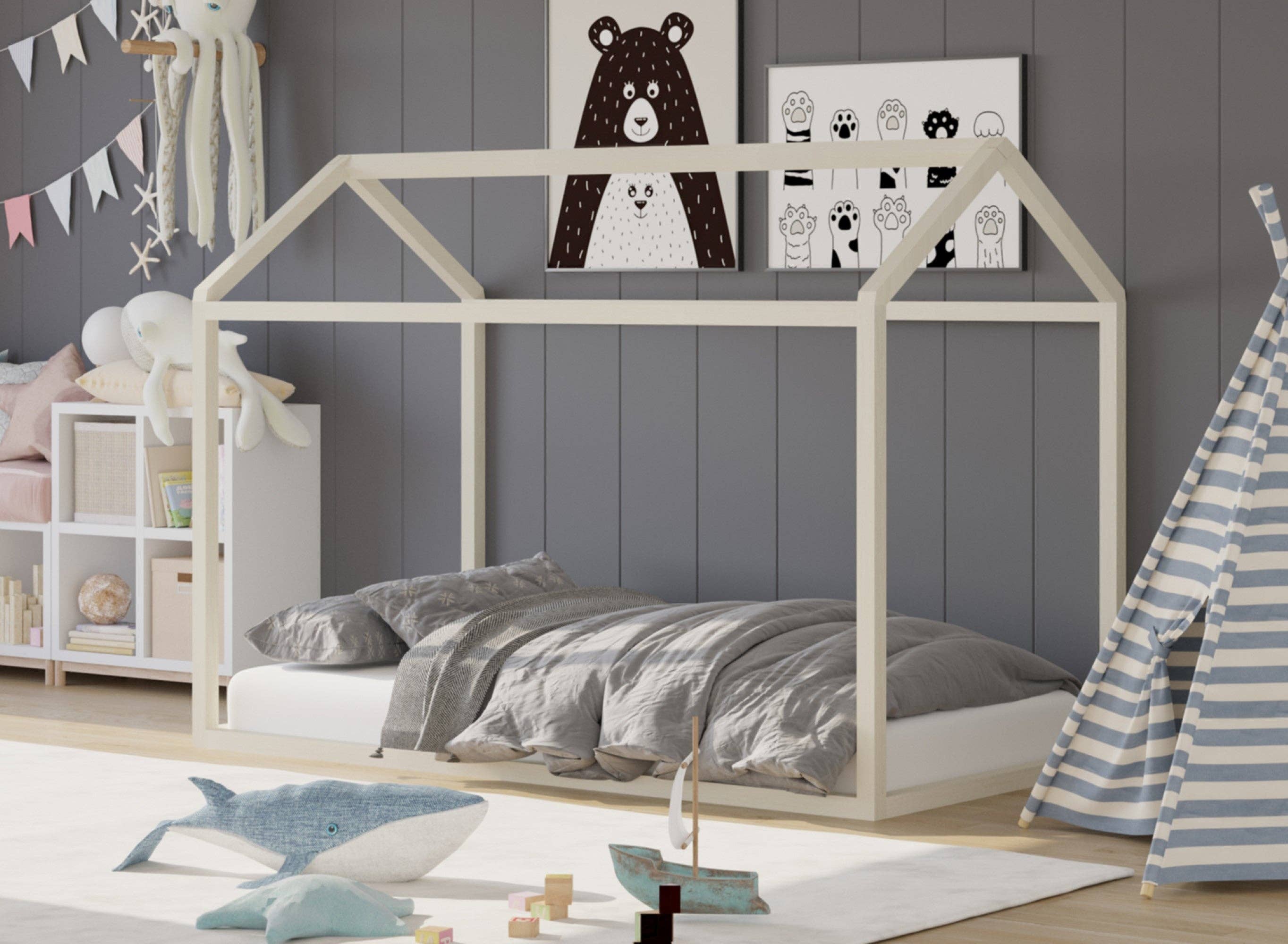 Home Design - Wholesale Bed - Kids & Baby - Home Design Perry Twin Solid Wood Canopy Bed Frame2