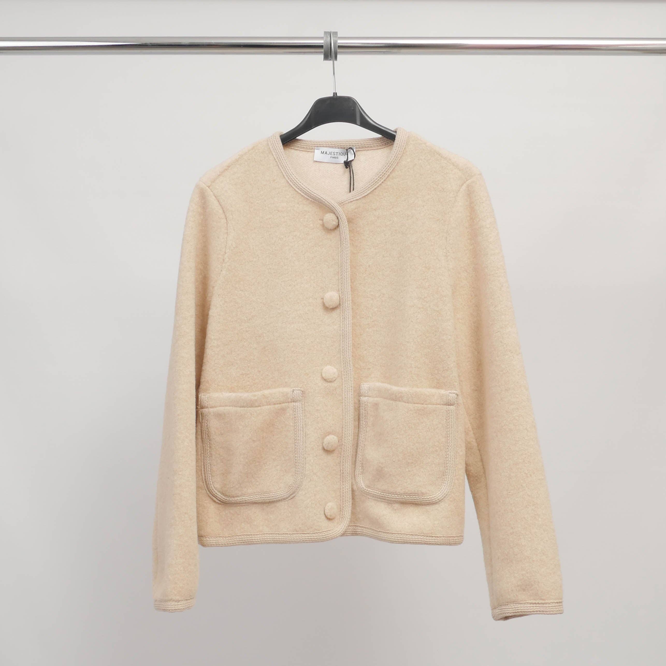 Cecile Wang - Vente Veste – femme - Veste boutonnée bord-côte col rond – MJ852032