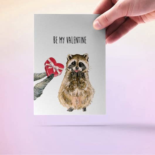 Liyana Studio - Wholesale Valentine's Day Card - Be My Valentine Raccoon Love - Funny Valentines Day Card2