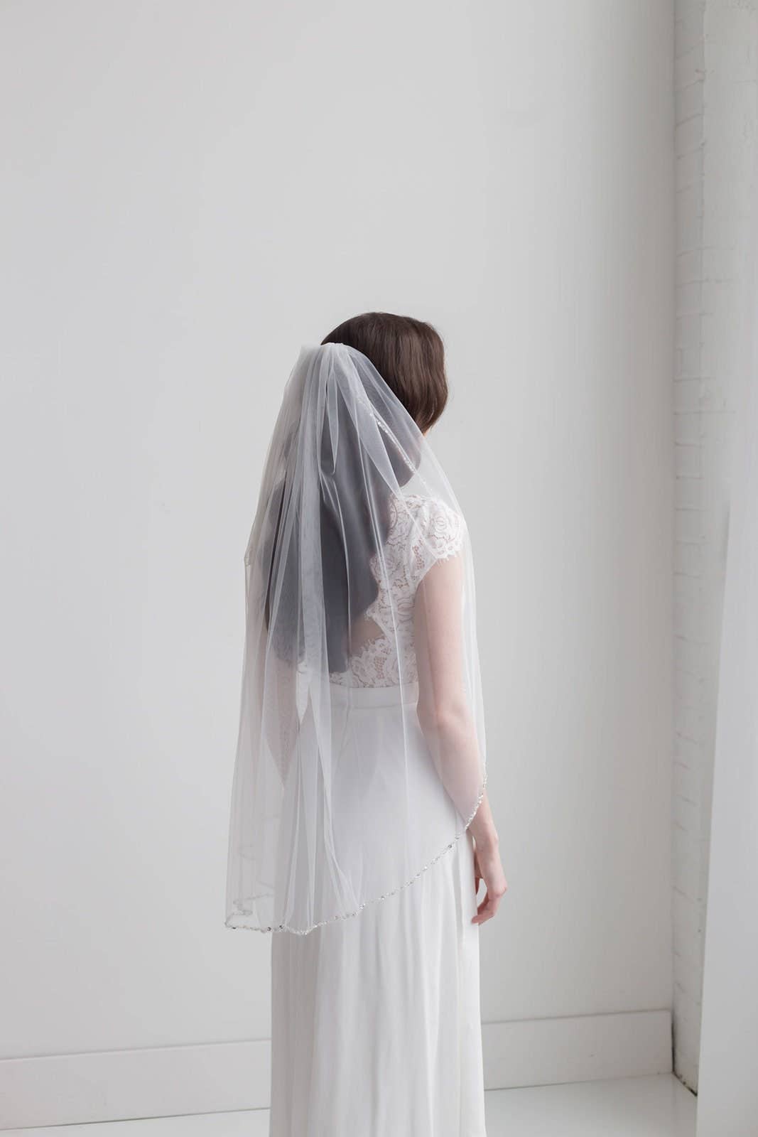 allureweddingjewelry – wholesale Veil – Women’s – Two Layer or One LayerCrystal Edge Wedding Veil with Blusher11