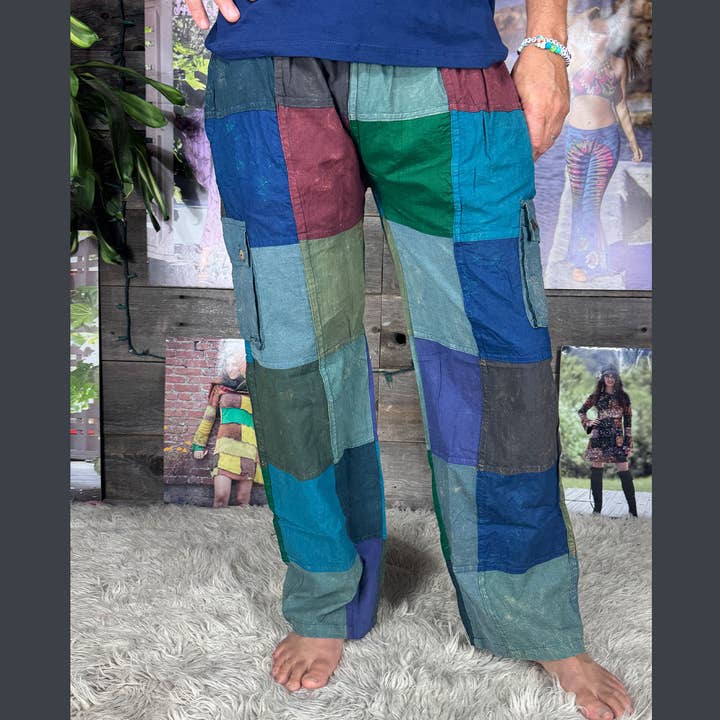 Jayli Clothing - Wholesale Pants - Men's - Cotton Stonewashed Up-Cycled Patchwork 5 Pocket Cargo Pants 3