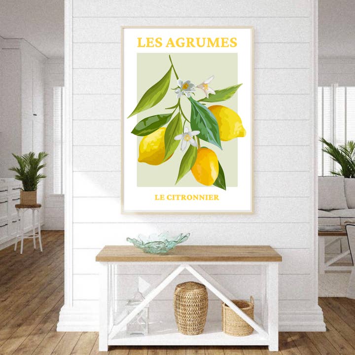 Impression artistique au citron, agrumes, impressions murales modernes, affiches pour la vente par PRINTD image