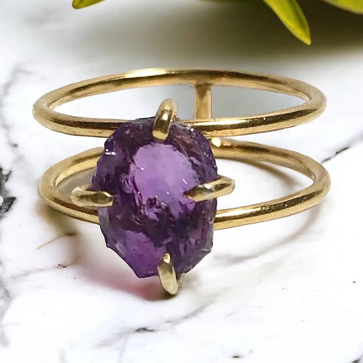 Amethyst Double Band Ring for wholesale by Anne Swain Jewelry