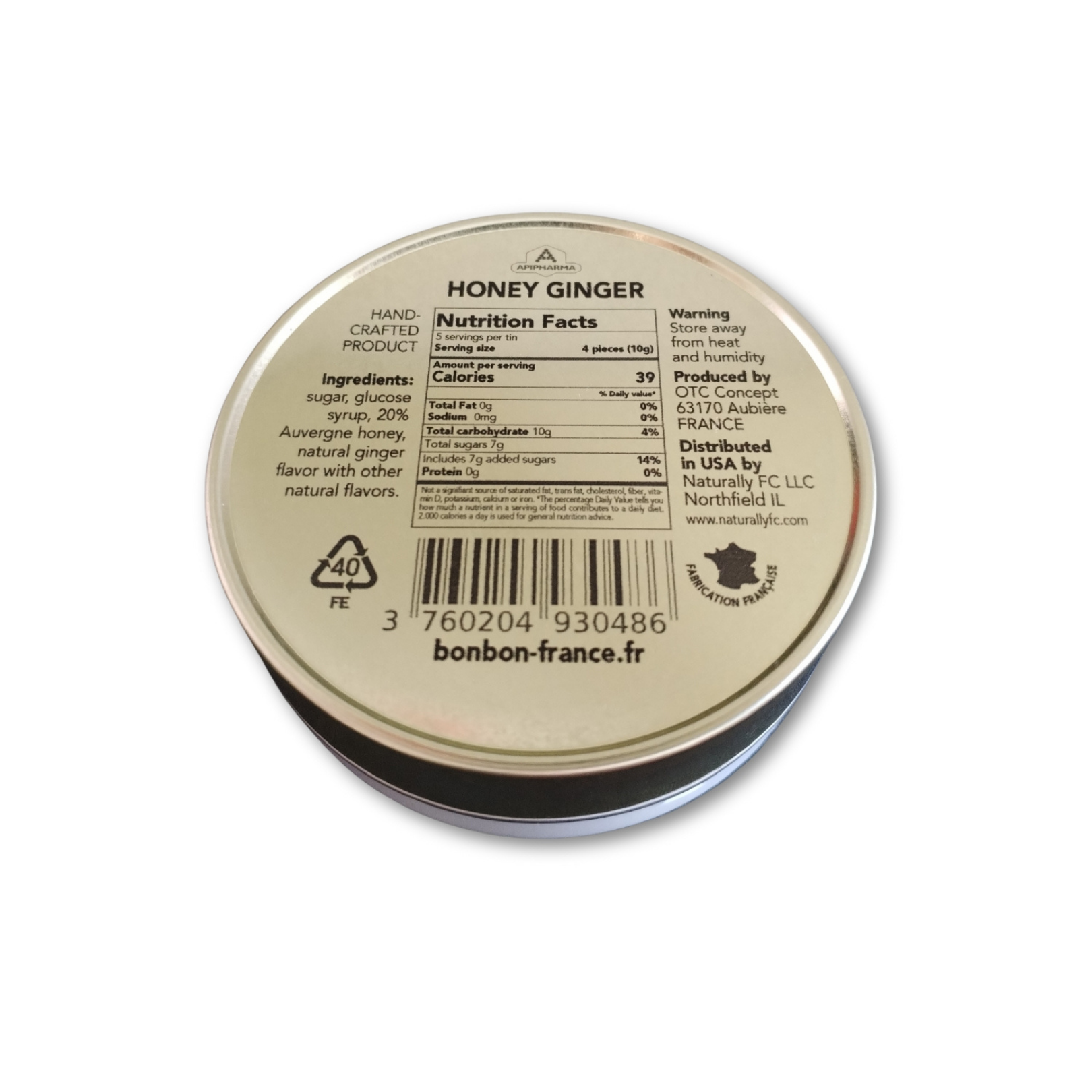 Bonbon USA France - Vente Bonbons durs - Apipharma Miel Gingembre - Boîte de Bonbons Naturels Gourmet Français2