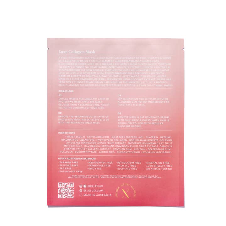 elleluix - Wholesale Skincare Face Mask - Luxe Collagen Bio Cellulose Sheet Mask