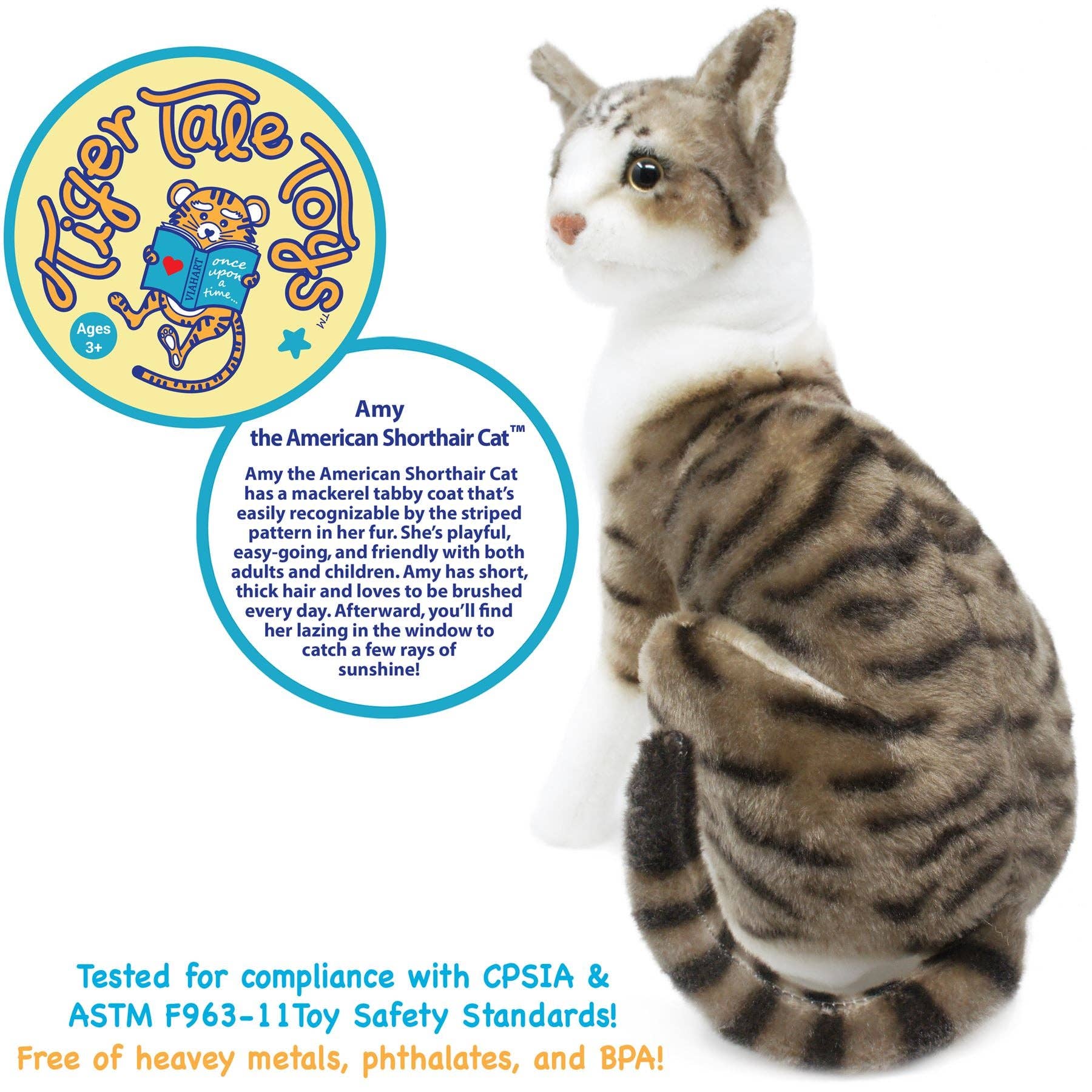 VIAHART Toy Co. - Wholesale Stuffed/Plush Toy - Kids & Baby - Amy The American Shorthair Cat | 14 Inch Stuffed Animal2