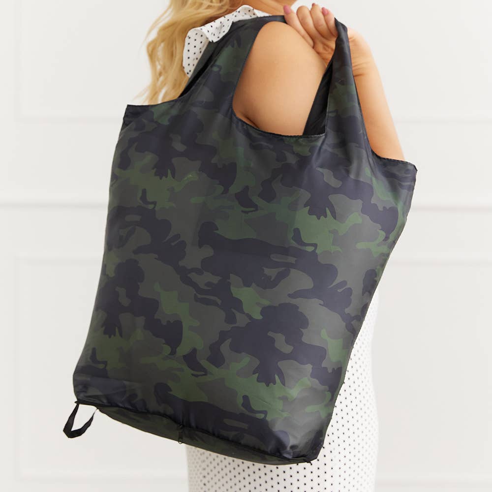 Weddingstar Inc. – wholesale Grocery/shopping bag – Reusable Foldable Compact Tote Bag - Camo1