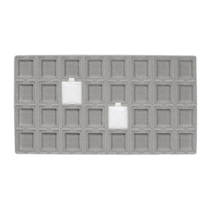 Zakka - Wholesale Jewelry Stand & Display - Flocked Tray Liner 32 Earring Puff Pad Insert White / Grey