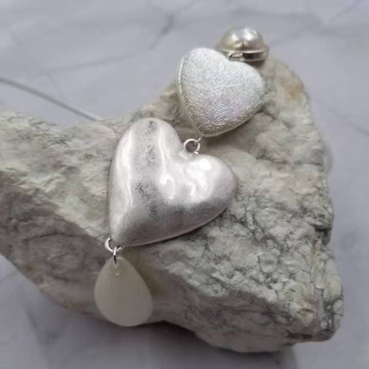 The Pretty Jewellery - Wholesale Pendant/Charm Necklace - Long Double Tall Heart Necklace