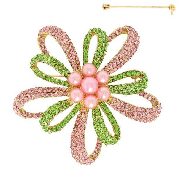 anbfashion - Wholesale Brooch - VINTAGE FLORAL CRYSTAL RHINESTONE BROOCH PIN P135404
