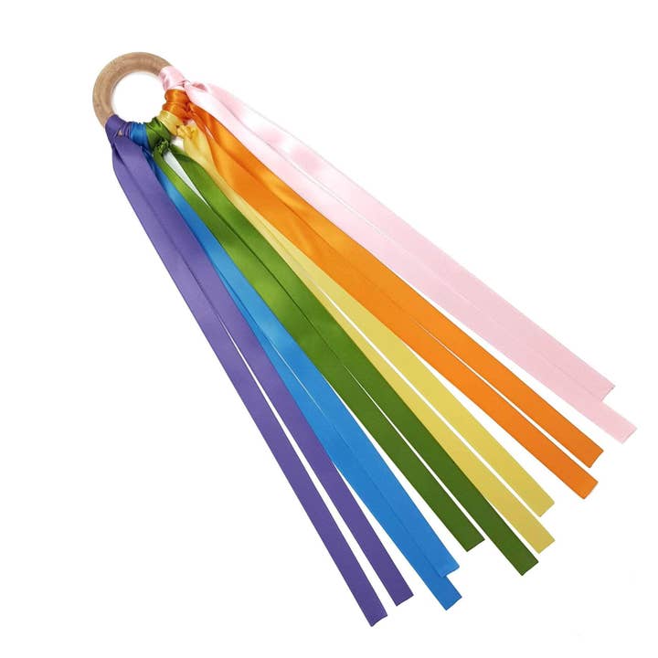 Mouse Loves Pig – wholesale Toy wand – Kids – Pastel Rainbow Ribbon Wand