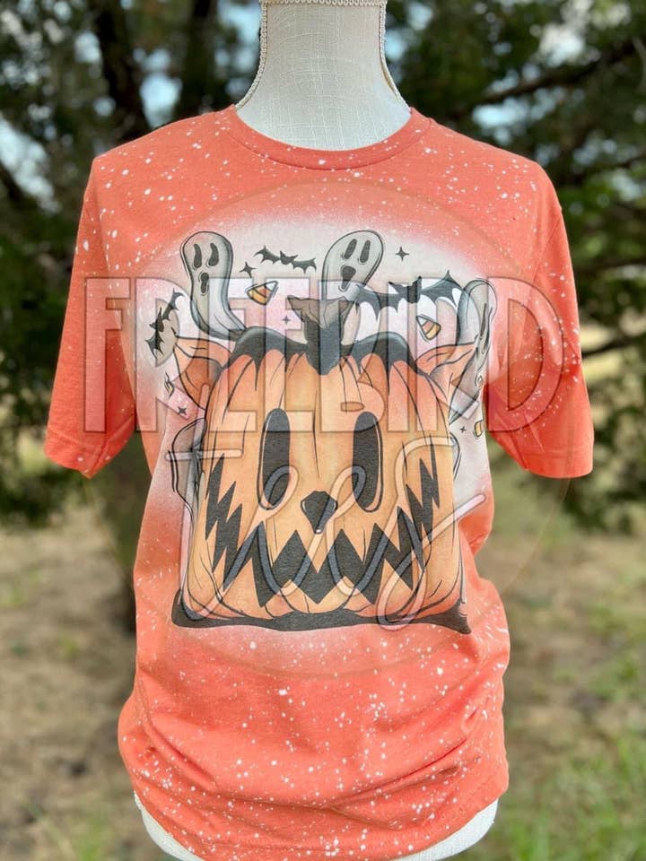 Vintage Halloween Pumpkin with Sleeve Detail for wholesale by FreeBird Tees