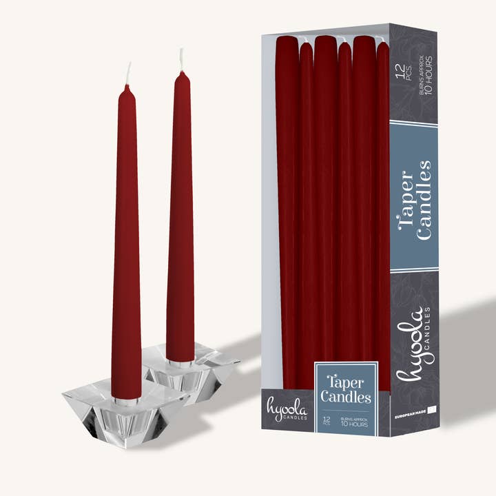 Bordeauxrode taps toelopende kaarsen - 12 inch - 12 stuks voor wholesale door Hyoola Candles