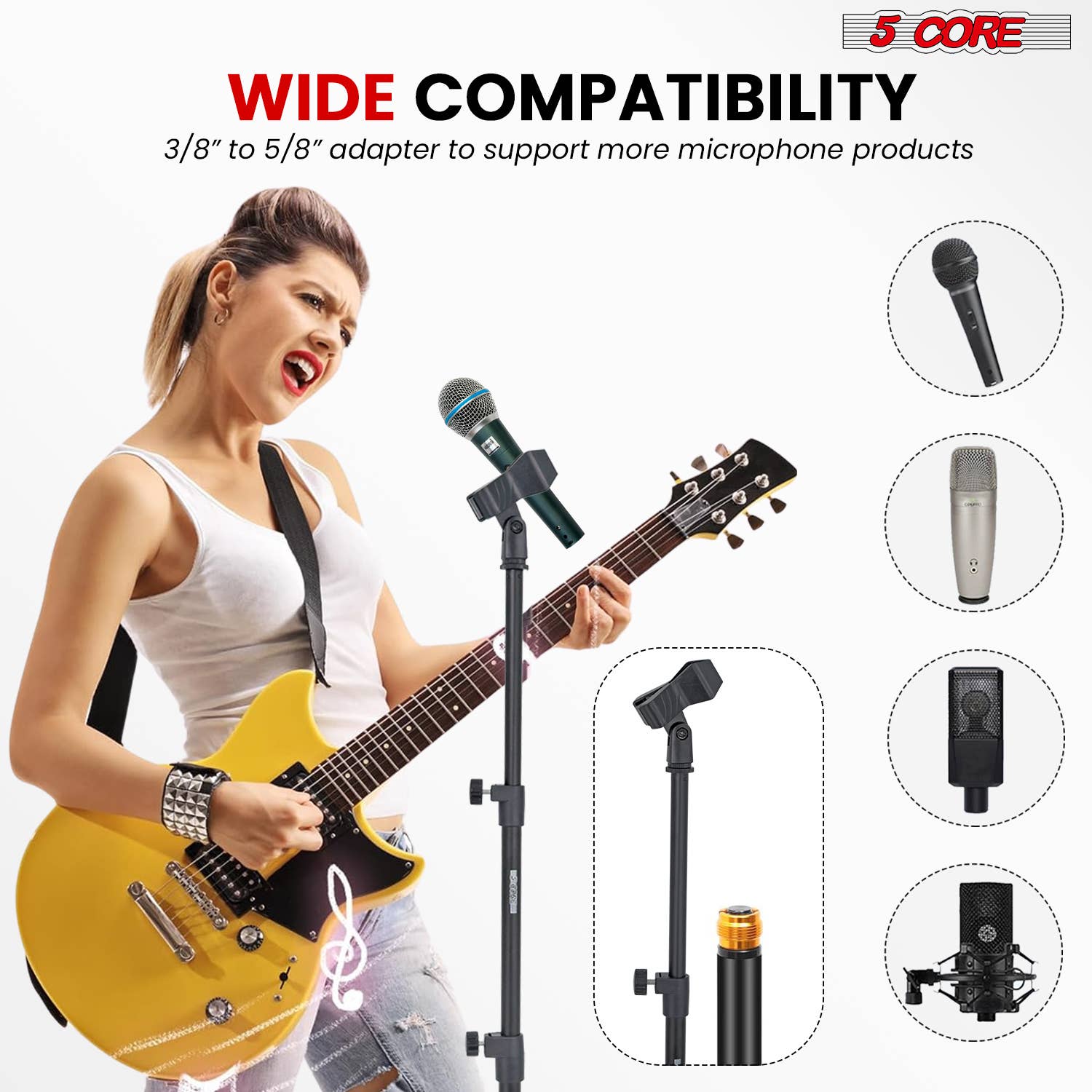 K Cube Inc - Wholesale Music Accessory - 5Core Microphone Stand Round Base Adjustable Mic Mount8