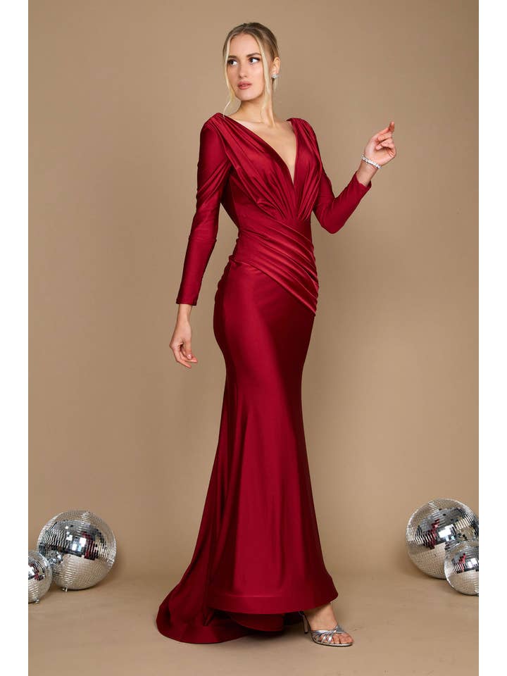Kos Couture - Wholesale Gown - Women's - Long Sleeve Formal Evening Dress