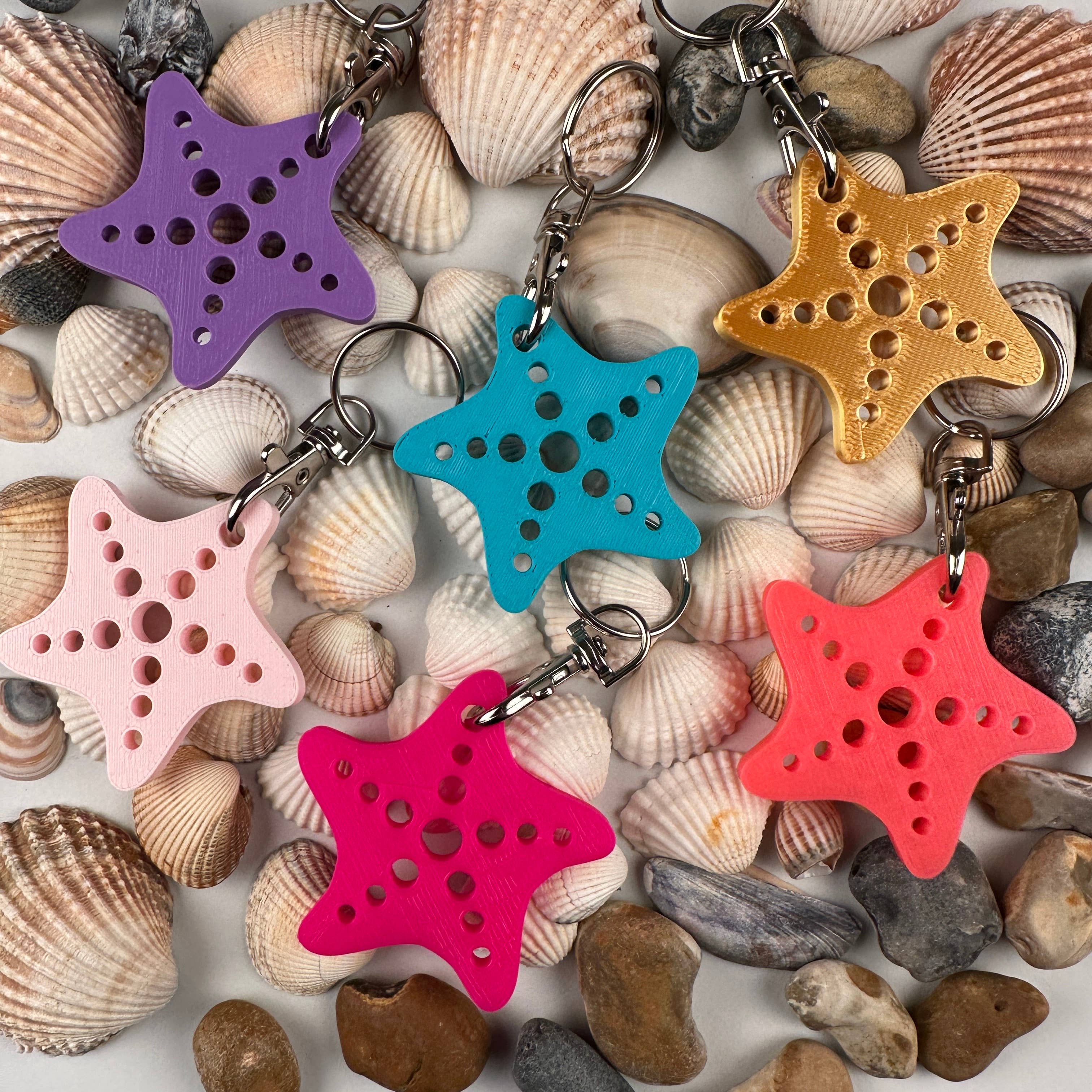 Made Happy Gifts - Wholesale Keychain – Child - Mermaid Alphabet, Shell and Starfish Keyrings *REFILL PACK*8