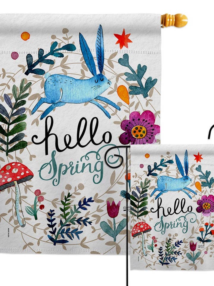 Flag Hello Spring Floral Garden Friends House 2-Sided Home for wholesale by Two Group Flag Co