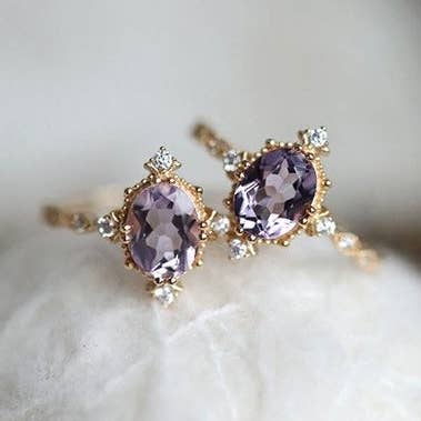 925 Sterling Silver Gold Plated Amethyst Ring for wholesale by happyzzzsu