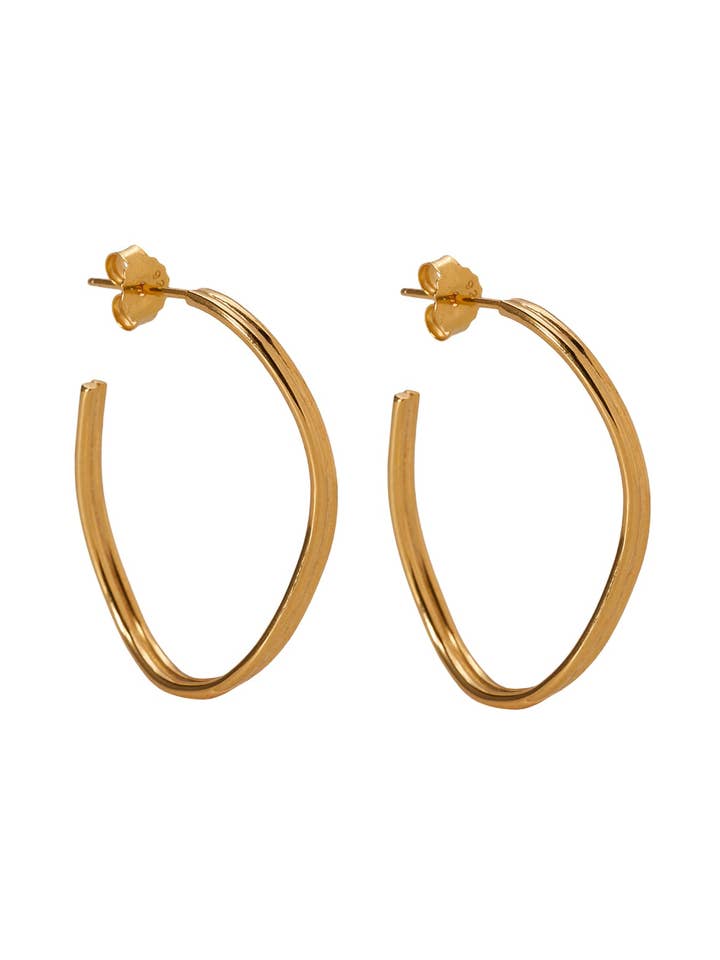 Boucles d'oreilles - Vagues grandes - Plaqué or pour la vente par XZOTA