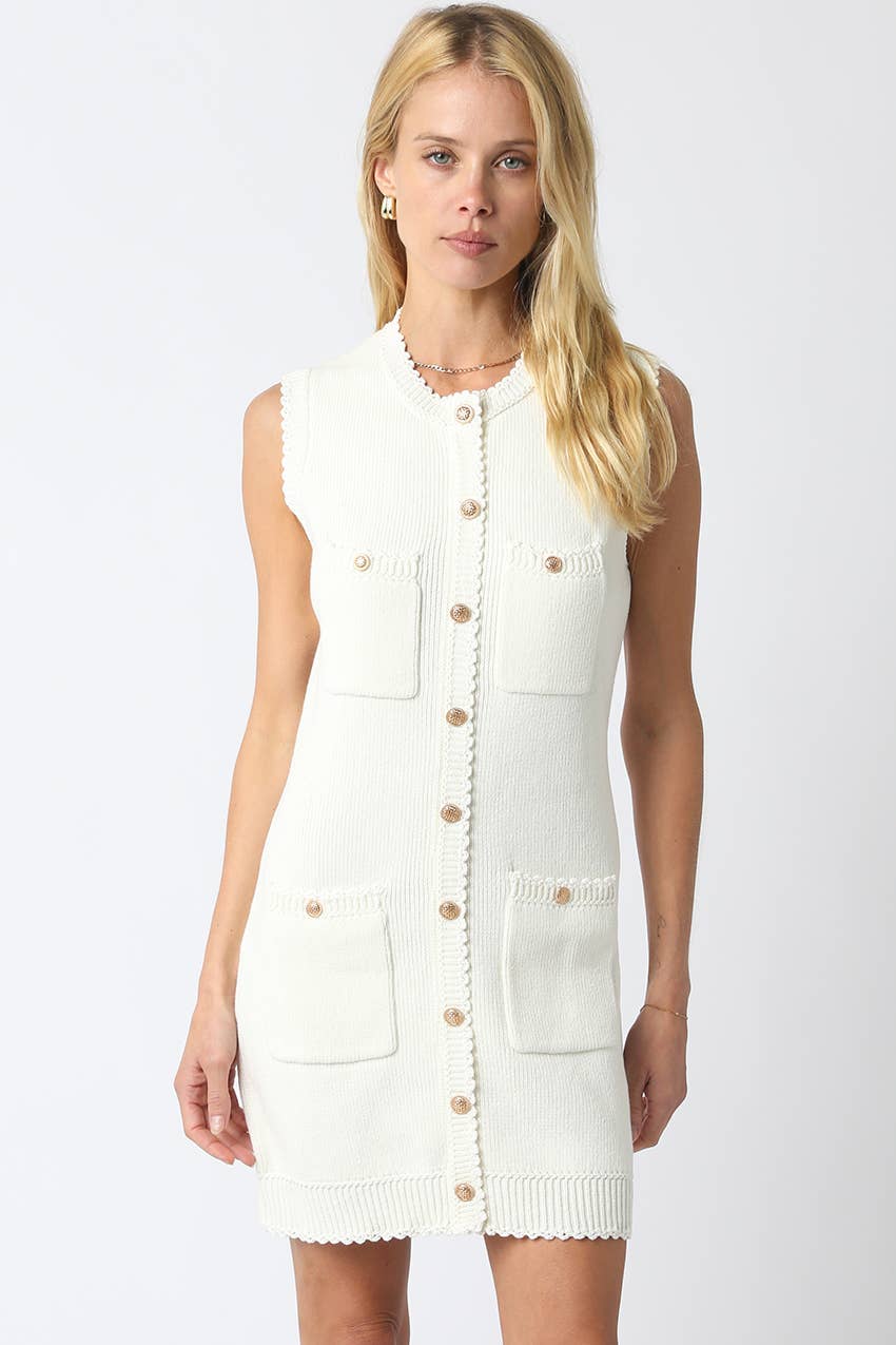 Olivaceous - Wholesale Dress - Women's - Ariana Knit Button Dress5