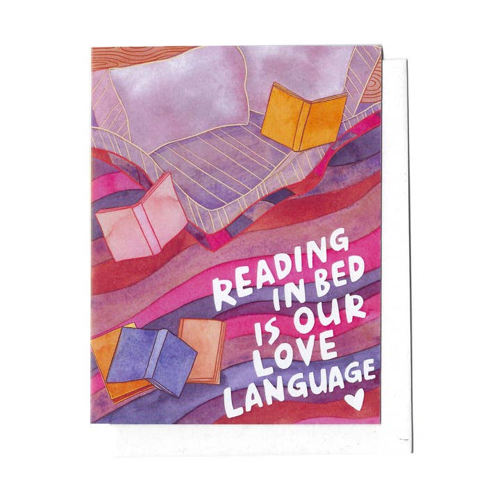 Reading in Bed is our Love Language - Card for wholesale by Katie Blanchard Art + Works