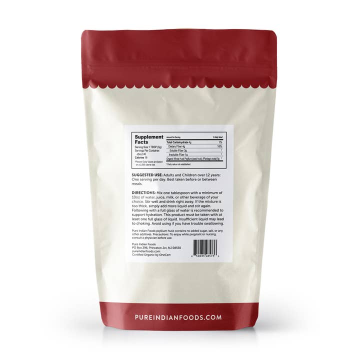 Pure Indian Foods - Vente Poudres protéinées/superaliments - Fibre de tégument de psyllium biologique - 198 g