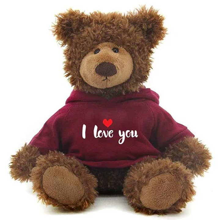 10" Valentine Chocolate Bears in "I Love You" Hoodie for wholesale by Plushland