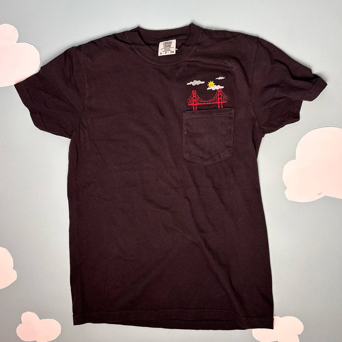 Animal Instincts - Wholesale T-Shirt - Unisex - San Francisco Bridge Embroidered Unisex Pocket Tee 7