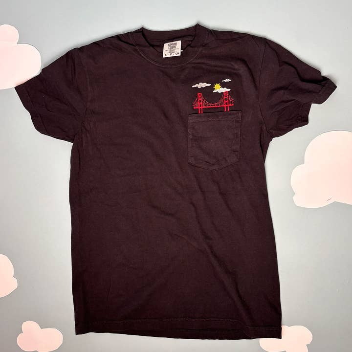 Animal Instincts - Wholesale T-Shirt - Unisex - San Francisco Bridge Embroidered Unisex Pocket Tee 7