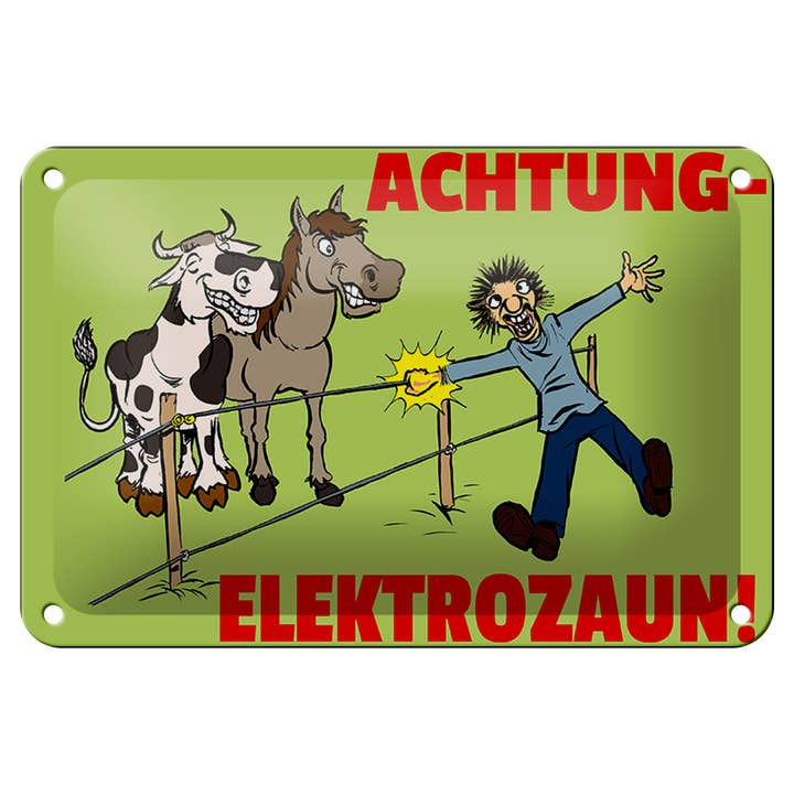 Femer - Wholesale Sign - Tin sign note 18x12cm Attention electric fence