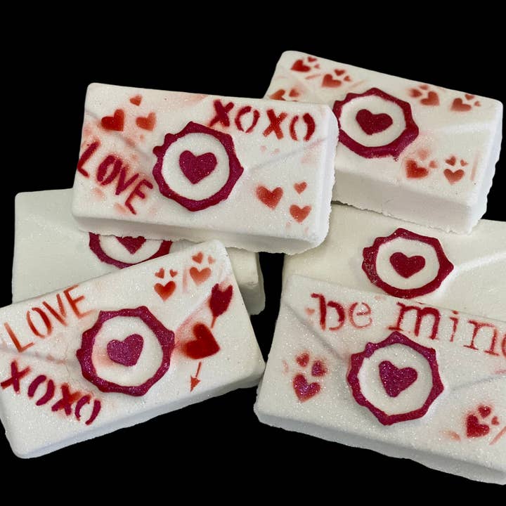 Valentines Envelope printed bath bomb for wholesale by Scrub Cosmetics