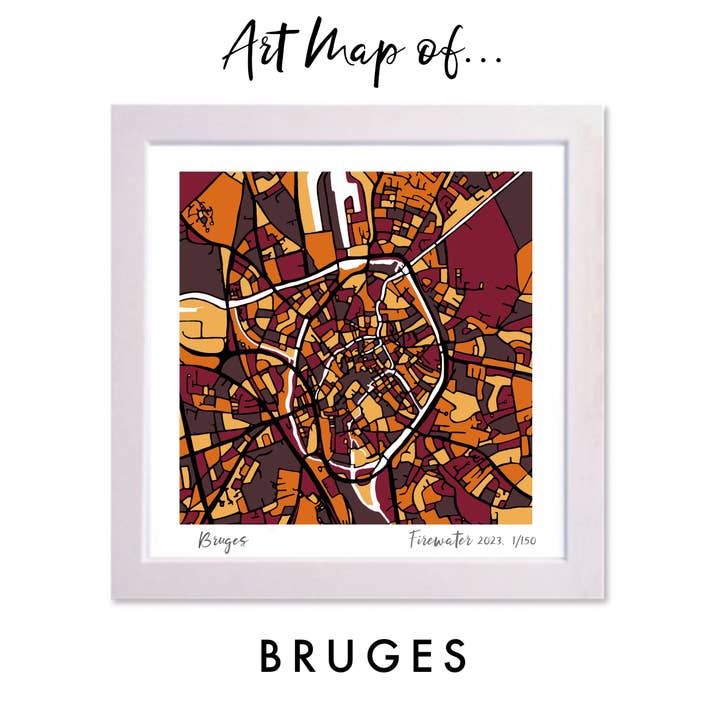 BRUGGE, BELGIEN KONSTKARTA - HANDRITAD & BEGRÄNSAD UPPLAGA för wholesale av Firewater Gallery