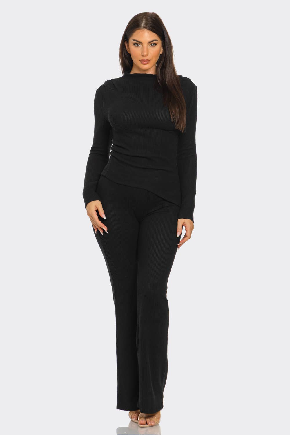 Julia by LoveJ - Wholesale Top & Pant Set (NOT Loungewear) - Women's - Asymmetric Ruched Hem Top And Pants Set 10