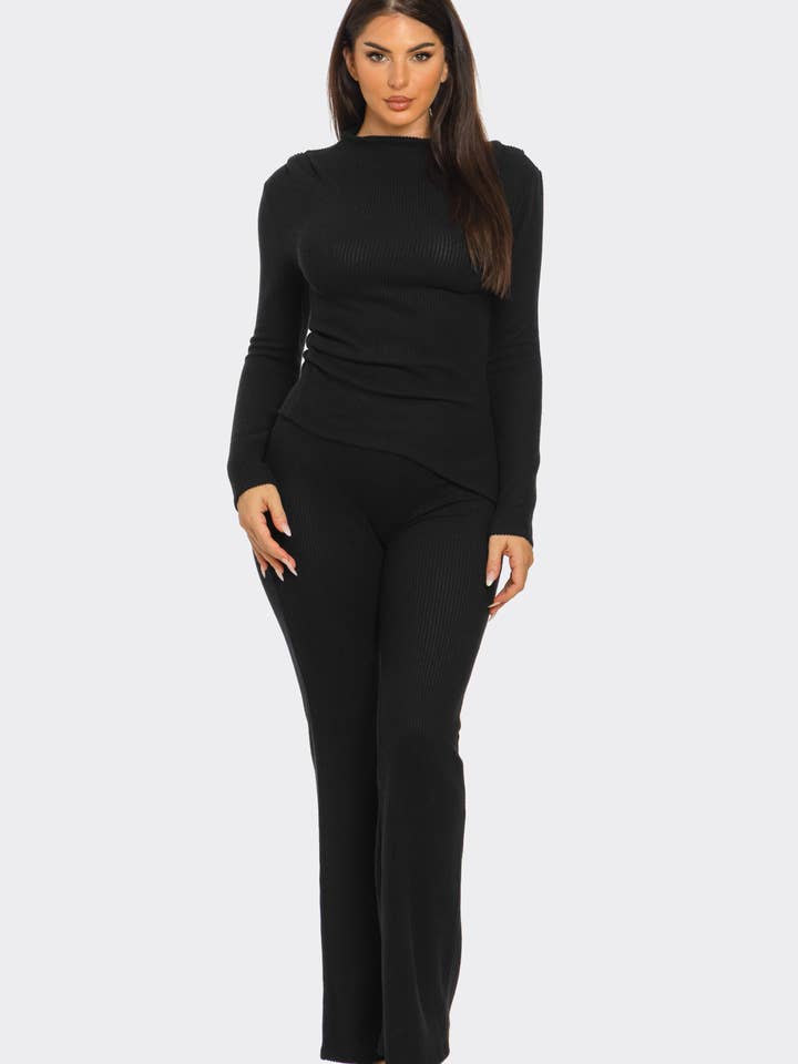 Julia by LoveJ - Wholesale Top & Pant Set (NOT Loungewear) - Women's - Asymmetric Ruched Hem Top And Pants Set 10