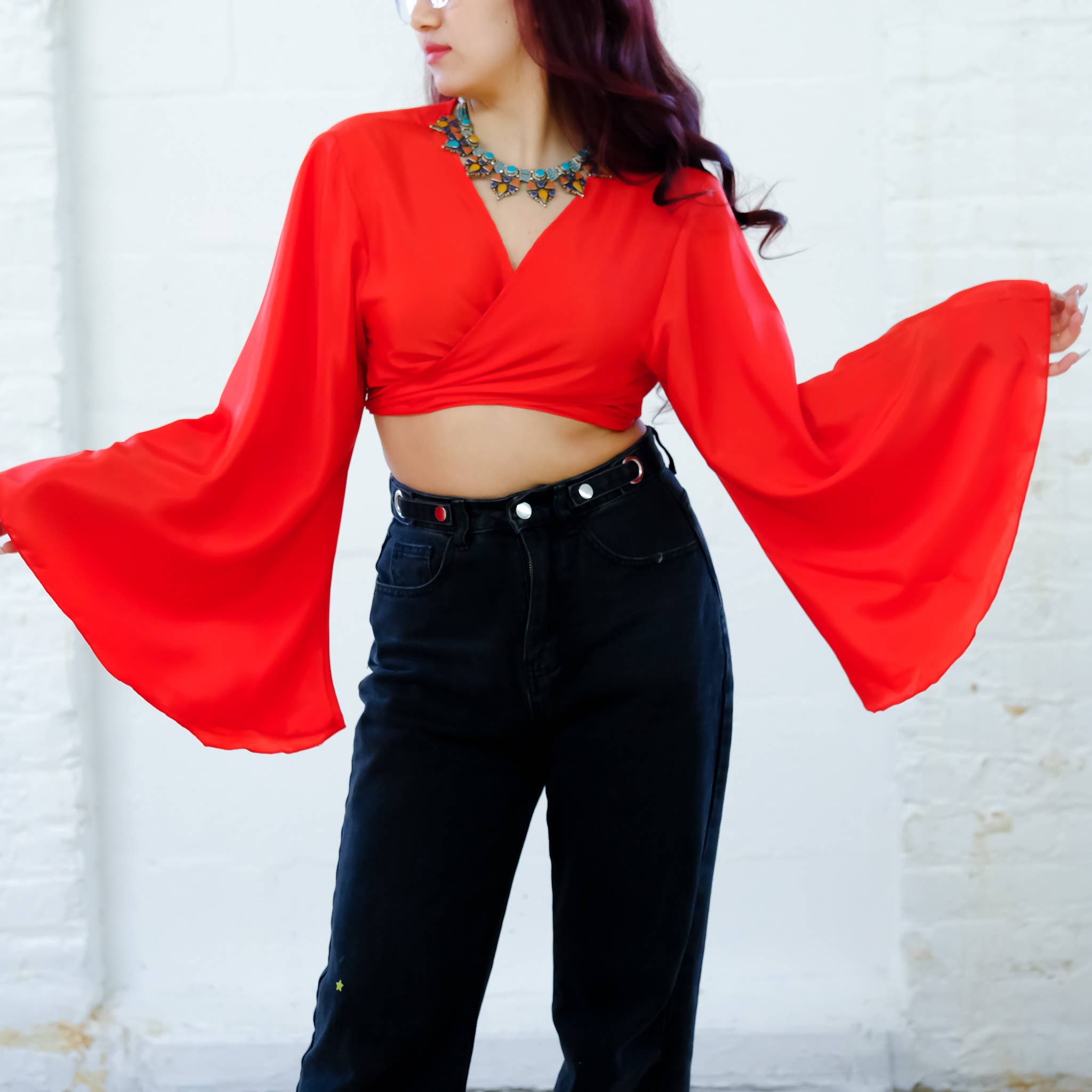 Karma Nepal Crafts - Vendita all'ingrosso Camicetta - Donna - Top avvolgente in seta tinta unita14