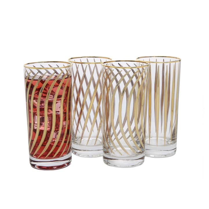 Water Tumblers with 24k Gold Design for wholesale by CLASSIC TOUCH DECOR INC.