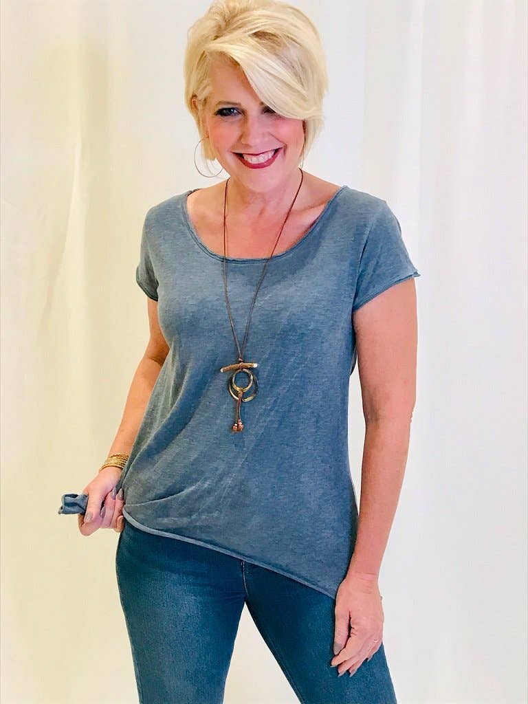 TINA Stephens Italy/Tees By Tina - Wholesale Tunic - Women's - Opal Hi Lo Crew Neck Tee (BSS126)6