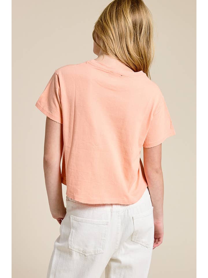 Zutter - Wholesale Screen Printed T-Shirt - Women's - PUFF' Cow Skull Howdy Graphic S/S Seamless Faux Crop5