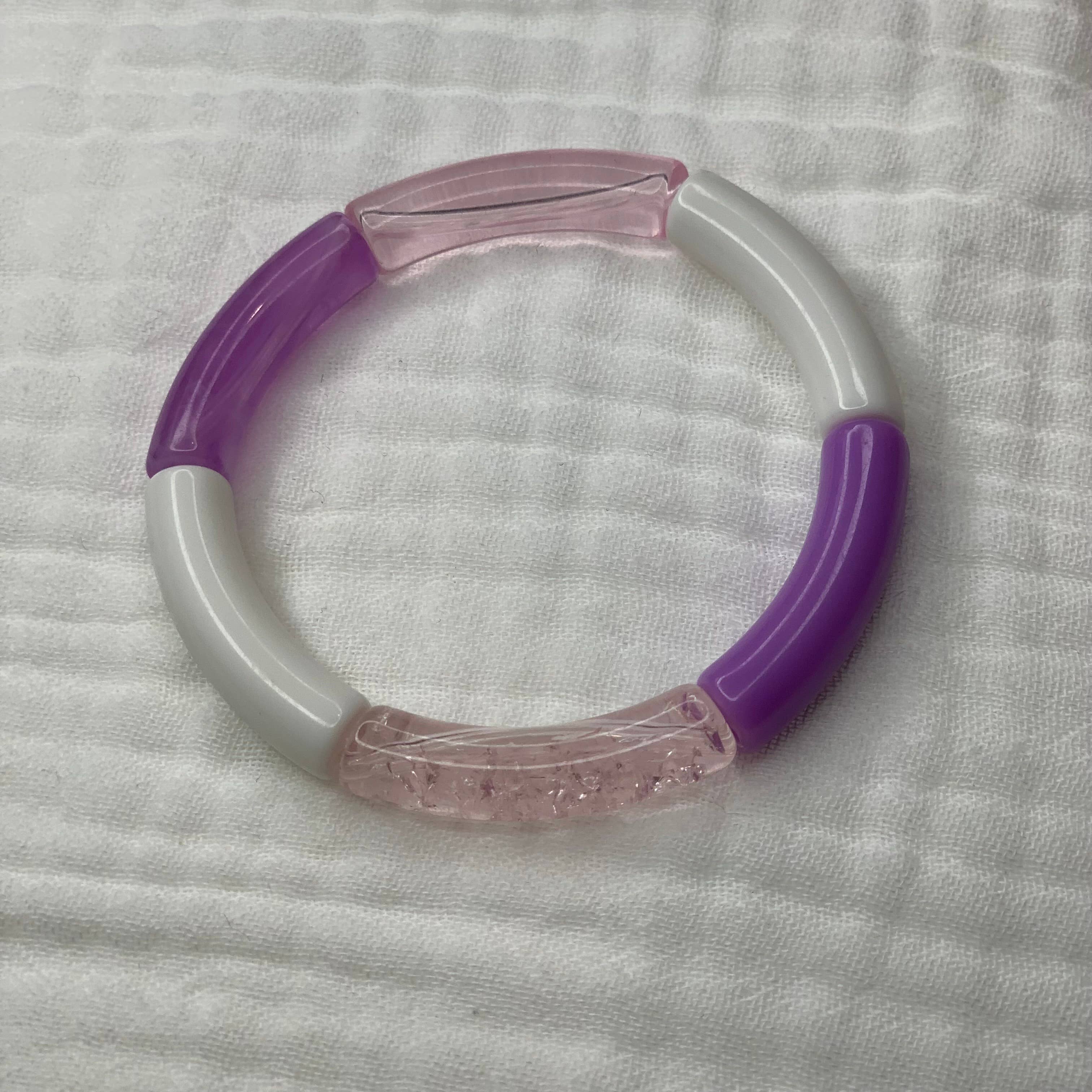 Manacreations - Wholesale Beaded Bracelet - Elastic bangle bracelets in pink and mauve tones12