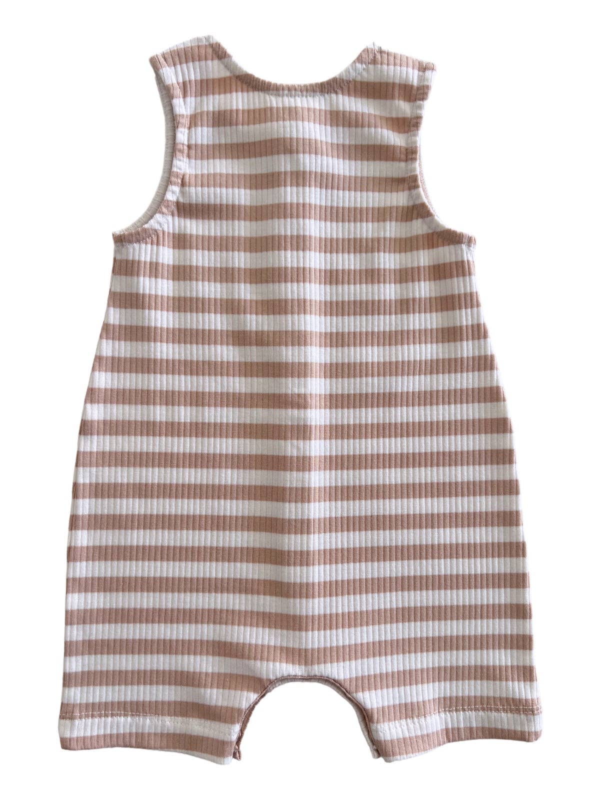 SIIX Collection - Wholesale Jumpsuit - Baby - Tan Stripe / Organic Ribbed Bay Shortie1