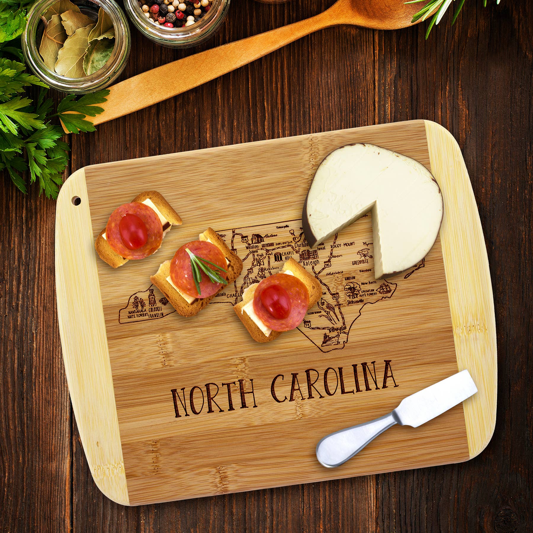 Totally Bamboo - Wholesale Cutting Board - A Slice of Life North Carolina Cutting & Charcuterie Board1
